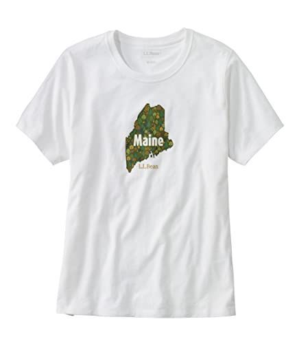 White/Maine Tree Map_S L.L.Bean(エルエルビーン) ウィメンズ ジャパン・フィット グラフィック・コットン・ティ半袖 グラフィック 2 ジャパン・フィット Sサイズ White/Maine Tree Map ホワイト １０００