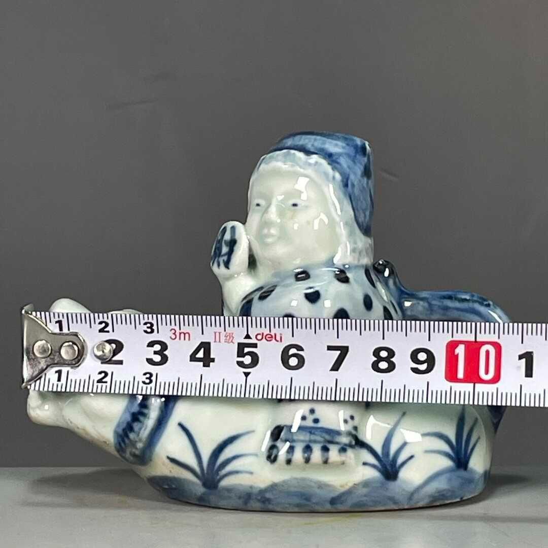 手画青花童子騎虎 水盂 水滴 墨滴 書道具 文房具 工芸品 美術品 置物 手画青花童子騎虎 水盂 水滴 墨滴 書道具 文房具 工芸品 美術