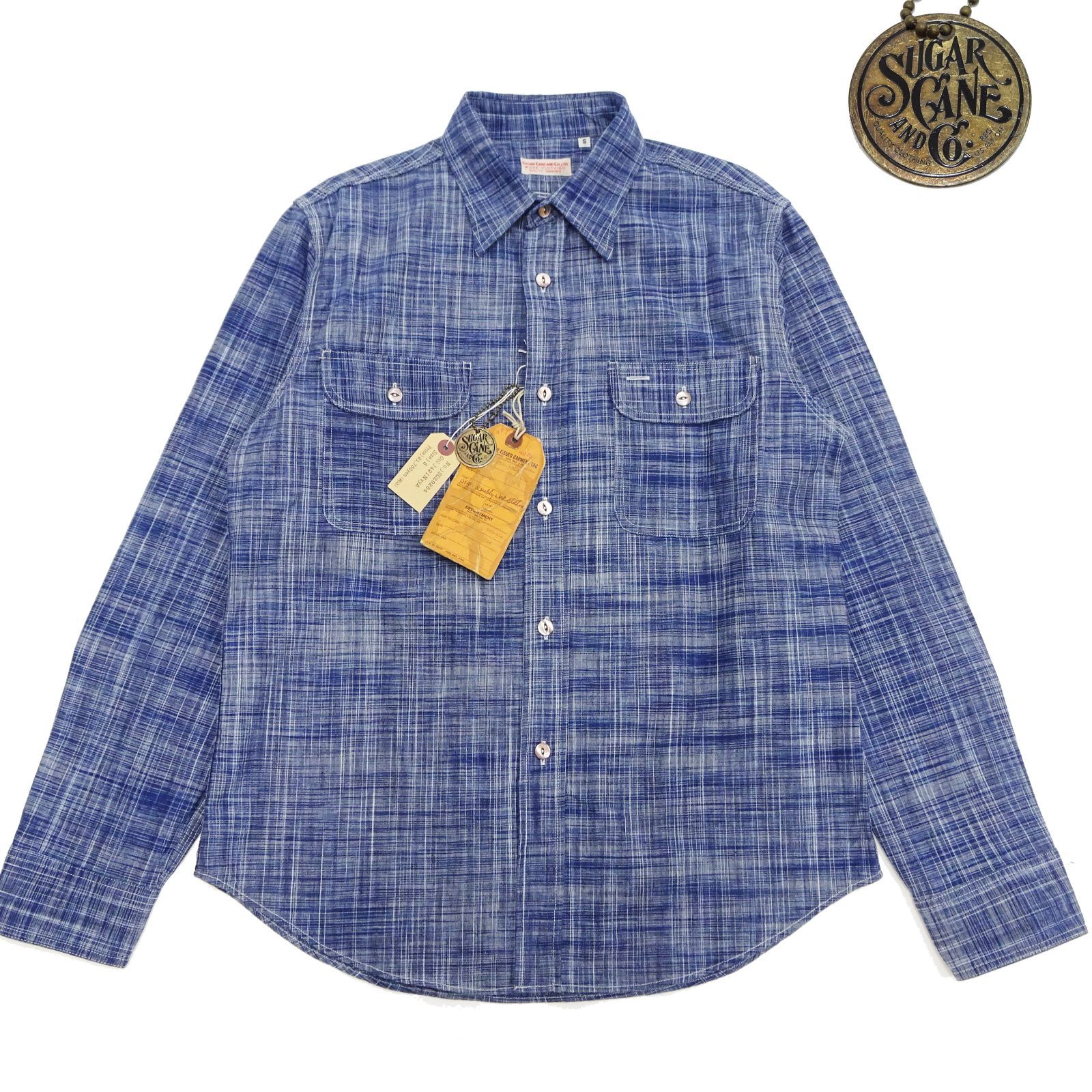 SC29264 シュガーケーン SUGAR CANE インディゴ 長袖シャツ フィクション ロマンス FICTION ROMANCE 6.9oz. INDIGO KASURI WORK SHIRT ワークシャツ 東洋エンタープライズ 新品 アメカジショップ