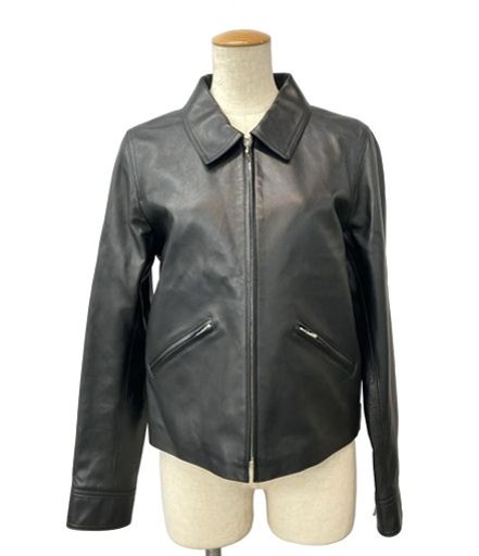 アニエスベー ジップアップレザージャケット ブルゾン レディース SIZE 38 S agnes b