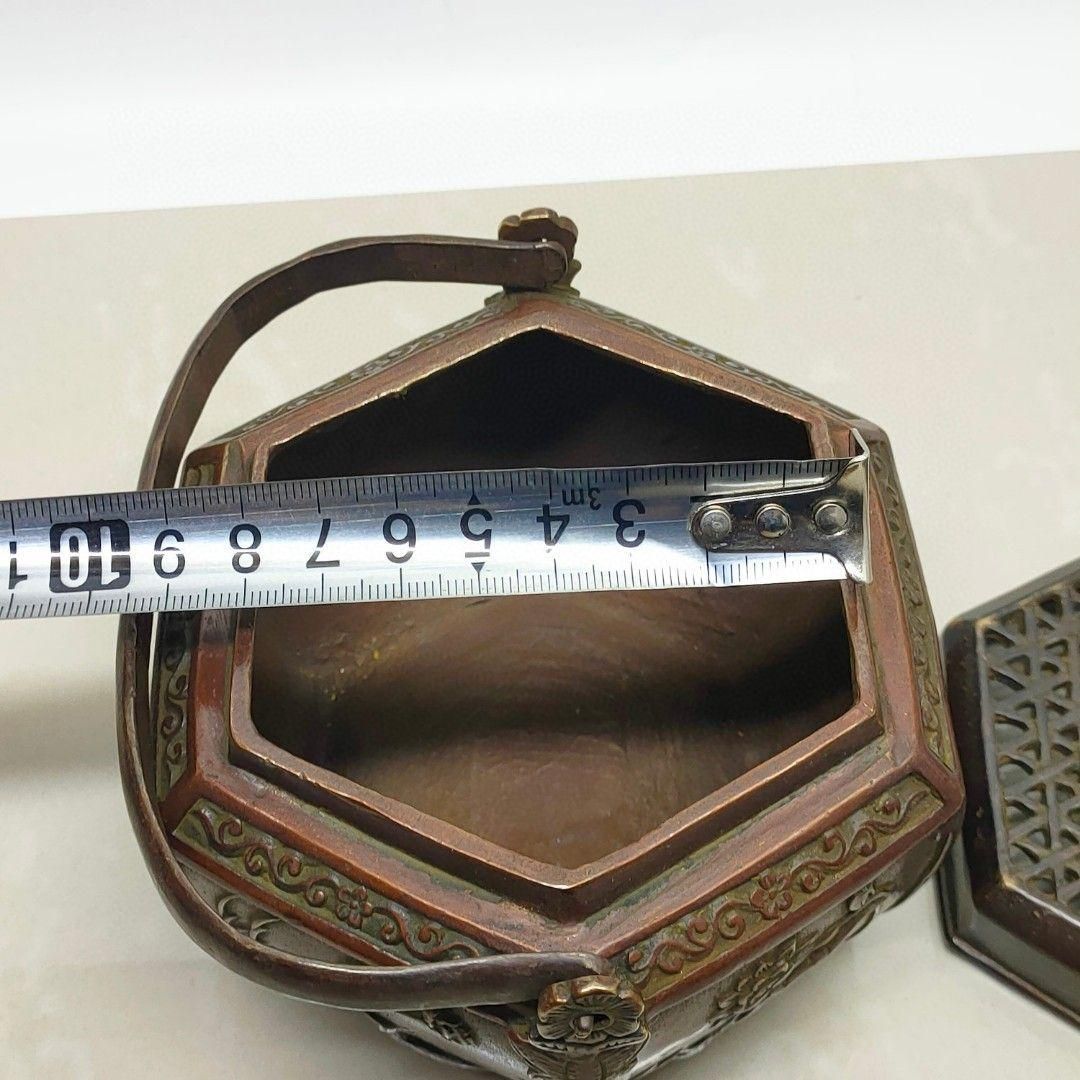 銅製 提梁暖手炉 竹節手提げ暖手炉 香炉 香道具 装飾品 工芸品 置物 銅製 提梁暖手炉 竹節手提げ暖手炉 香炉 香道具 装飾品 工芸品
