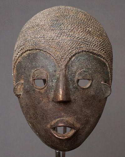 アフリカ コートジボワール バウレ族 ブラスマスク 真鍮 仮面 木彫り