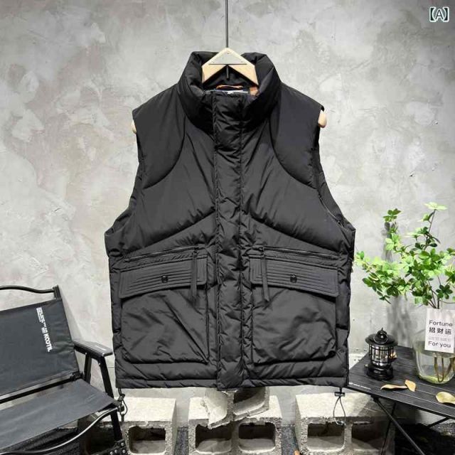 【信用第一】 XL 秋冬 コーデ メンズ 服 シンプル ファッション オシャレ 大人 かっこいい 大きいサイズ ストリート 紳士服 無地 スタンド ダウン コットンベスト カジュアル ベスト