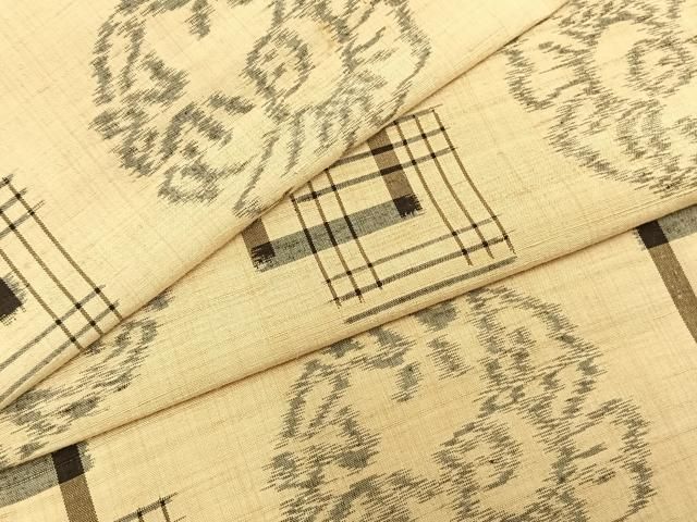 平和屋着物●本塩沢　やまだ織　柿しぶ　間道　証紙付き　正絹　逸品　未使用　AABB4434ck 平和屋着物○本塩沢 やまだ織 柿しぶ 間道 証紙付き 正絹 逸品