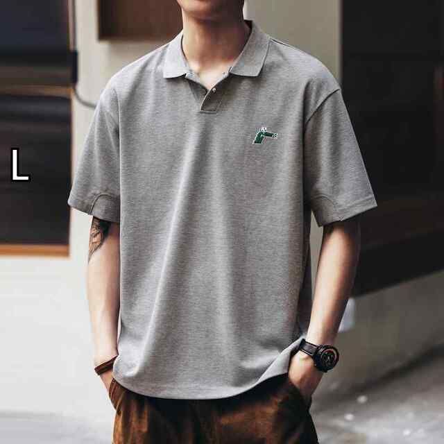 L メンズ ファッション 服 男性用 オシャレ シンプル 大人 かっこいい 大きいサイズ ストリート 紳士服 アメリカン ヘビーウェイト シンプル 刺繍 半袖 ポロシャツ 夏 レトロ カジュアル 半袖