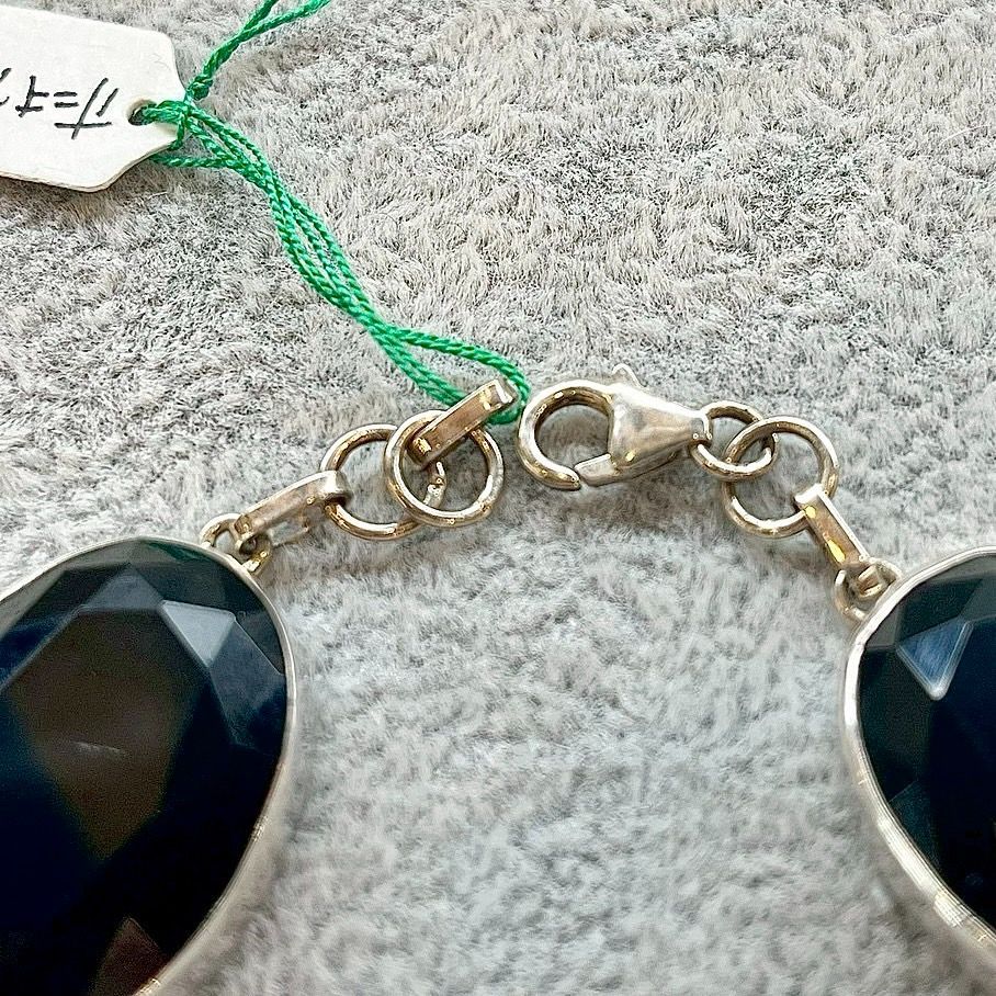 シルバーブレスレット オニキス シルバー925 天然石 楕円カット