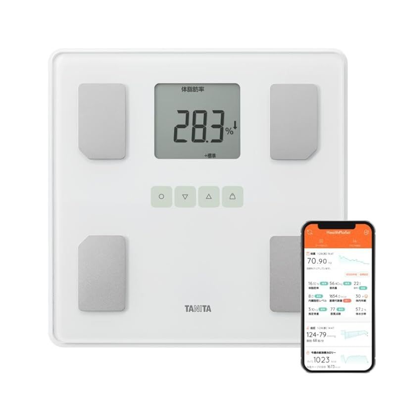 タニタ 体重計 体組成計 ヘルスメーター BC-705XL 体脂肪率 内臓脂肪レベル 筋肉量 基礎代謝量 体内年齢 BMI スマホ連動 乗るピタ