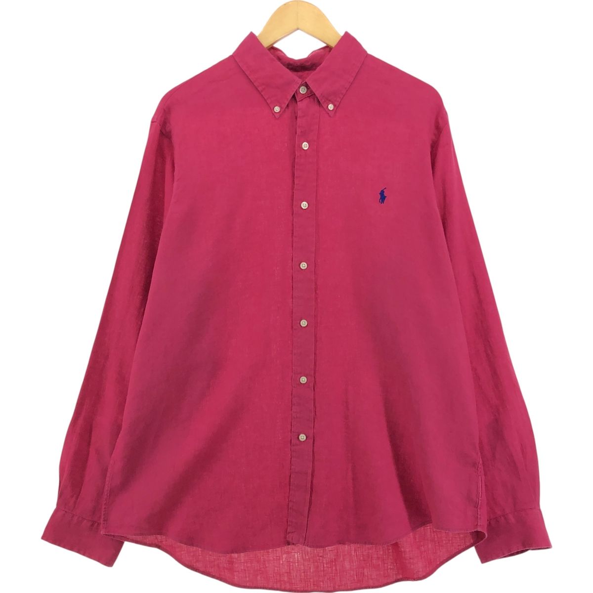極美品 RALPH LAUREN ボタンダウンリネンシャツ クラシックフィット クラシック フィット リネン シャツ