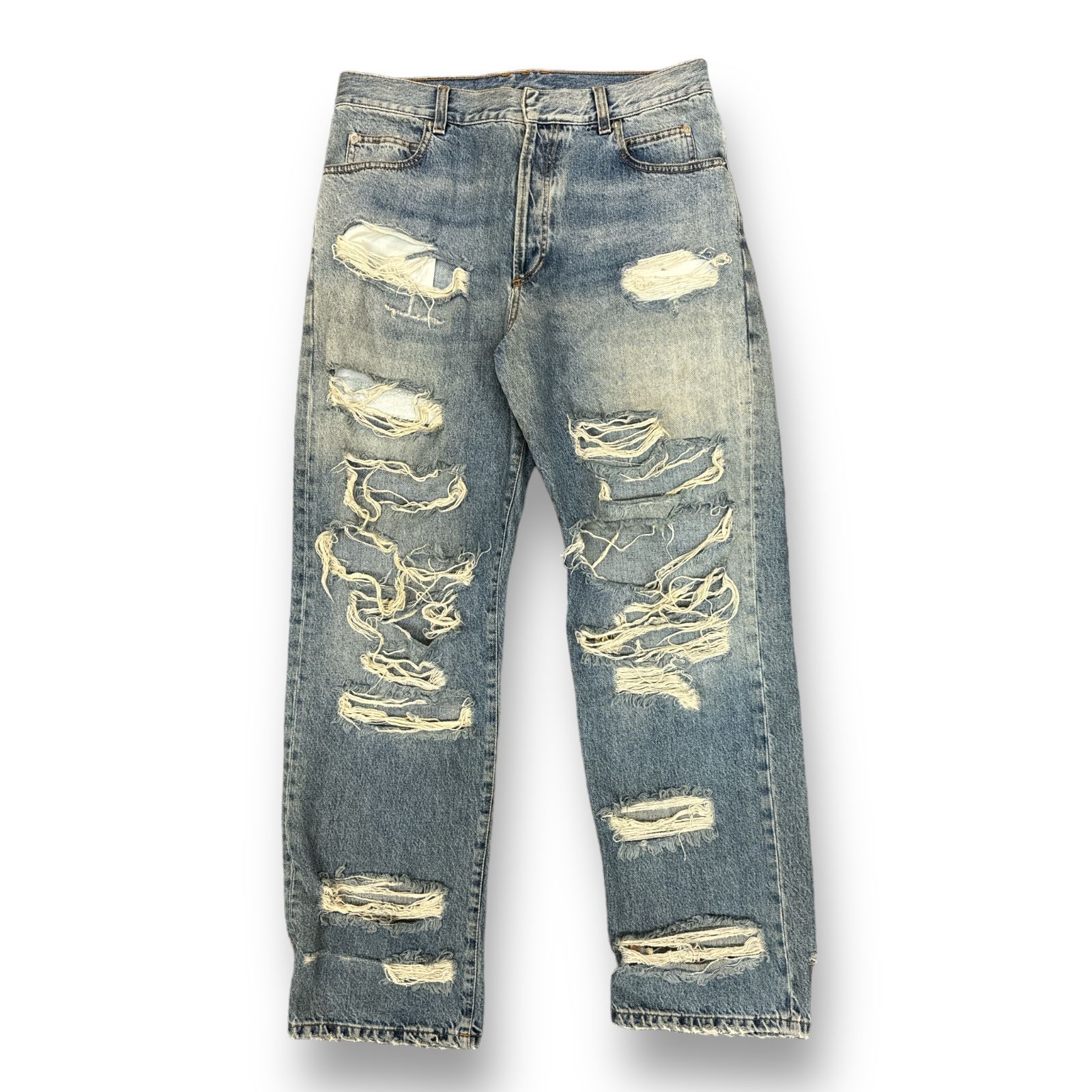 国内正規 BALMAIN PARIS 17SS Destroy Crash Denim Pants デストロイ クラッシュ デニムパンツ ジーンズ  バルマン W7H9061T128D インディゴ 30 63143A6