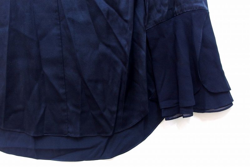 極美品＊M.filエムフィル コットンVネックブラウス 38 ネイビーストライプ 極美品＊M.filエムフィル コットンVネックブラウス 38 ネイビー