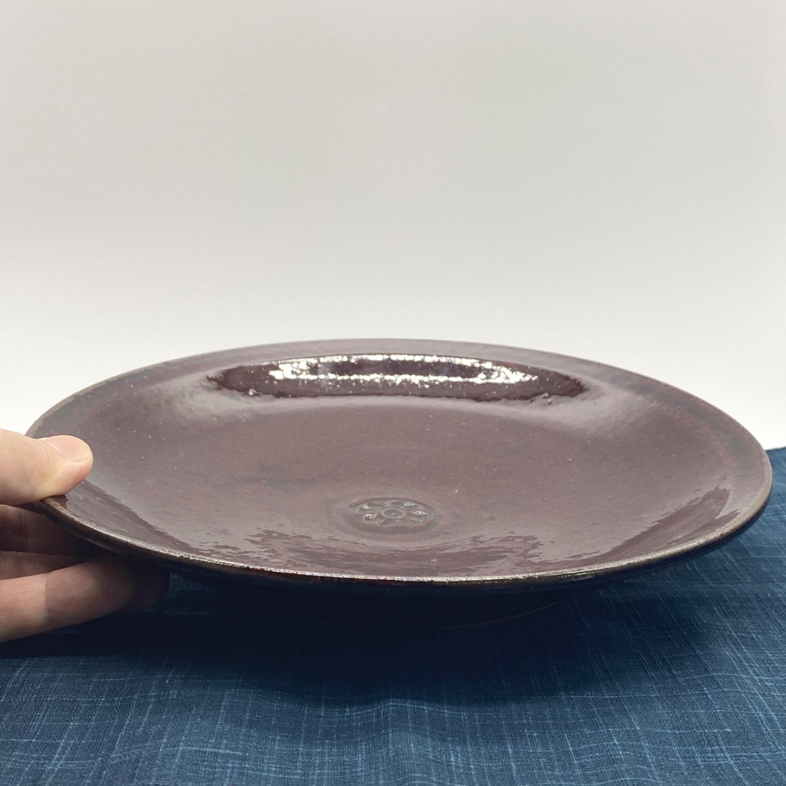 ブラウンの八寸皿 酒津焼【手仕事 民藝 和 陶器】