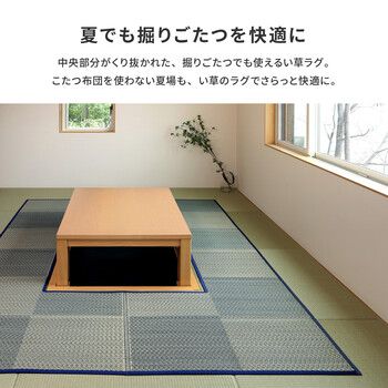 ラグ 掘りごたつ対応 い草ラグ 約240×240cm 裏貼り グリーン 市松模様 WWW_NOITHATQUANGTHANH_NET