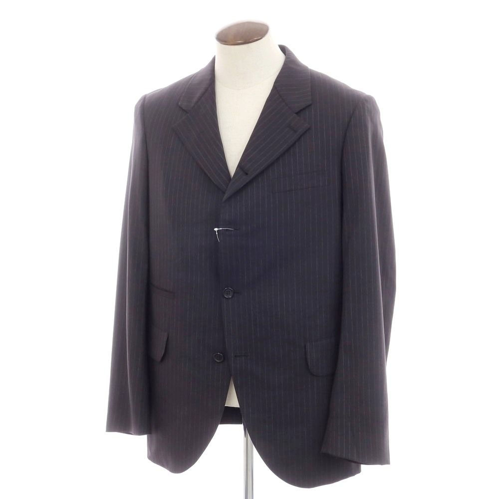 コムデギャルソン オムドゥ COMME des GARCONS HOMME DEUX 2025年春夏 ウール ストライプ テーラードジャケット ブラックxグレー サイズL メンズ