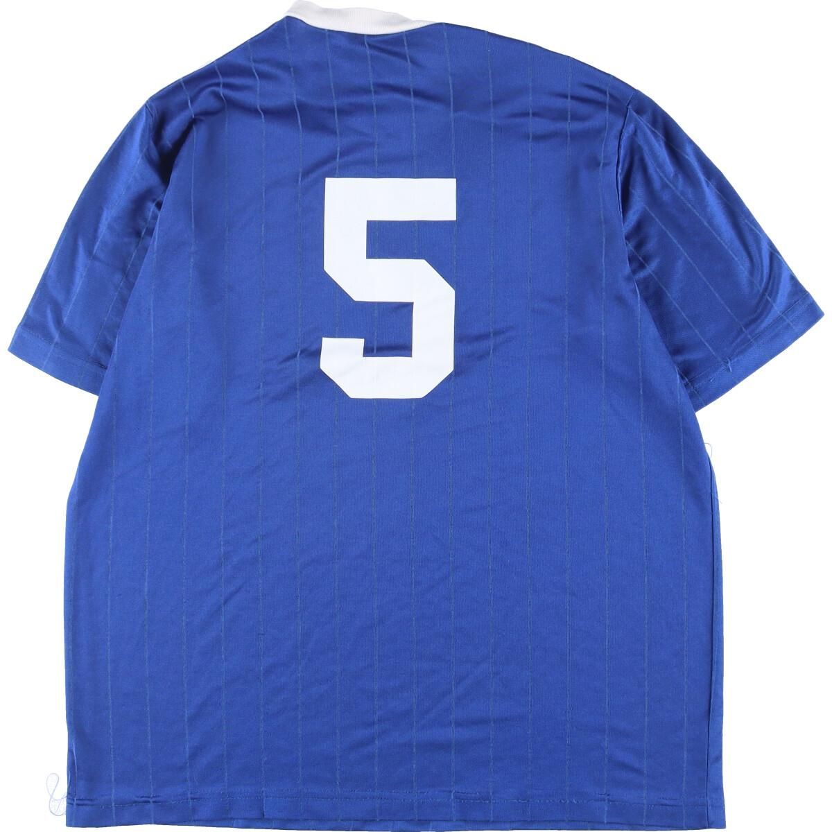 ヴィンテージ　adidas ネイビー Vネックサッカーシャツ 80年代 USA製 adidas アディダス Vネック リンガーTシャツ