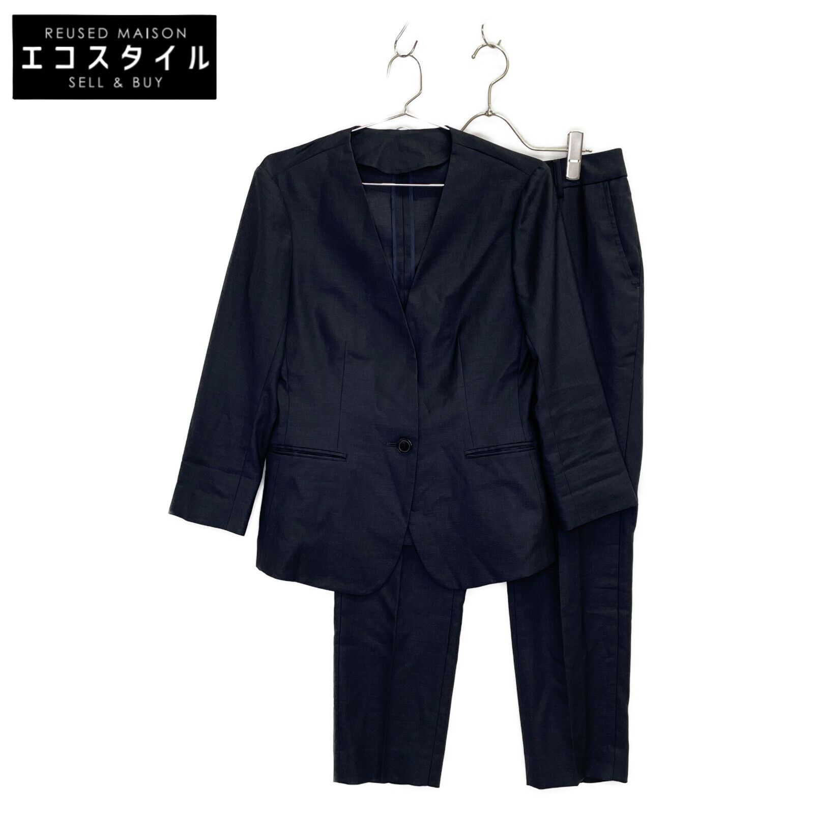 THE SUIT COMPANY スーツカンパニー ネイビー ノーカラー 1B