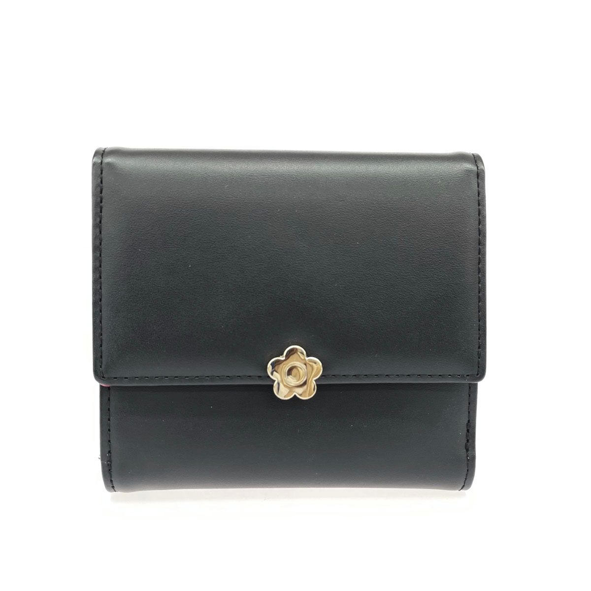 美品 MARY QUANT マリークワント 二つ折り 財布 ブラック PVC
