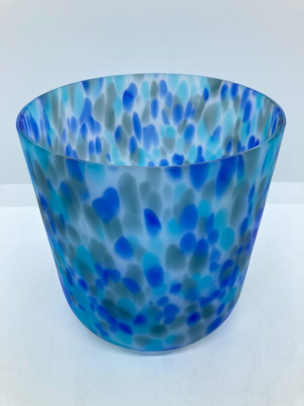 工場 【新品】月夜野工房 花瓶 ガラス 花器 入れ物 青 ブルー うつわ