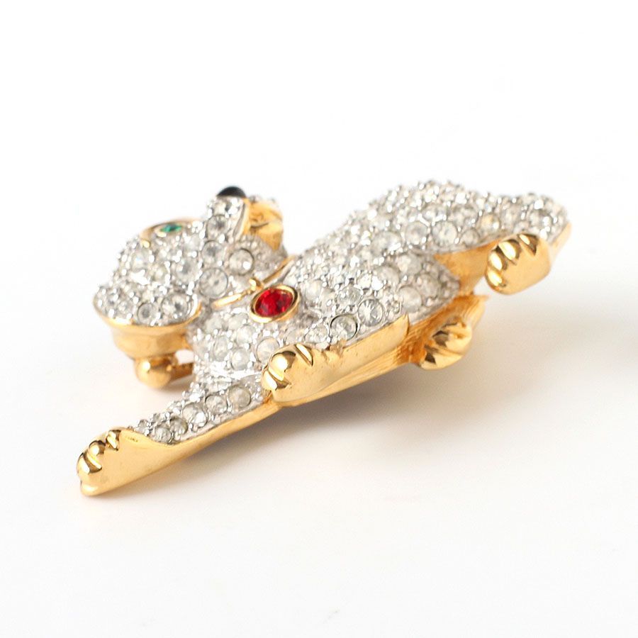 最終値下げ！【美品】スワロフスキー　ブローチ　犬 SWAROVSKI ブローチ 犬 いぬ わんちゃん ダルメシアン おすわり