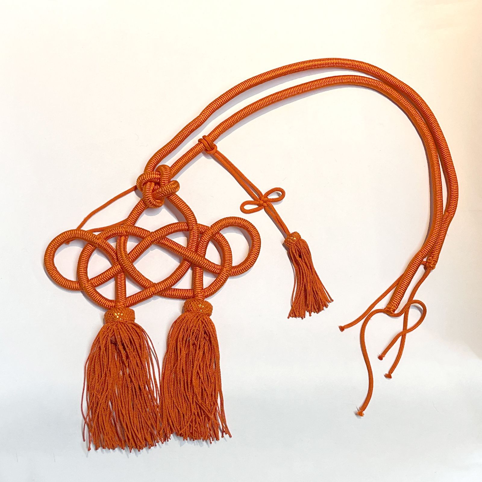 アウトレット 磬紐 磬ばい用房付き 正絹 朱色 全長75cm 寺院 仏具 けいひも