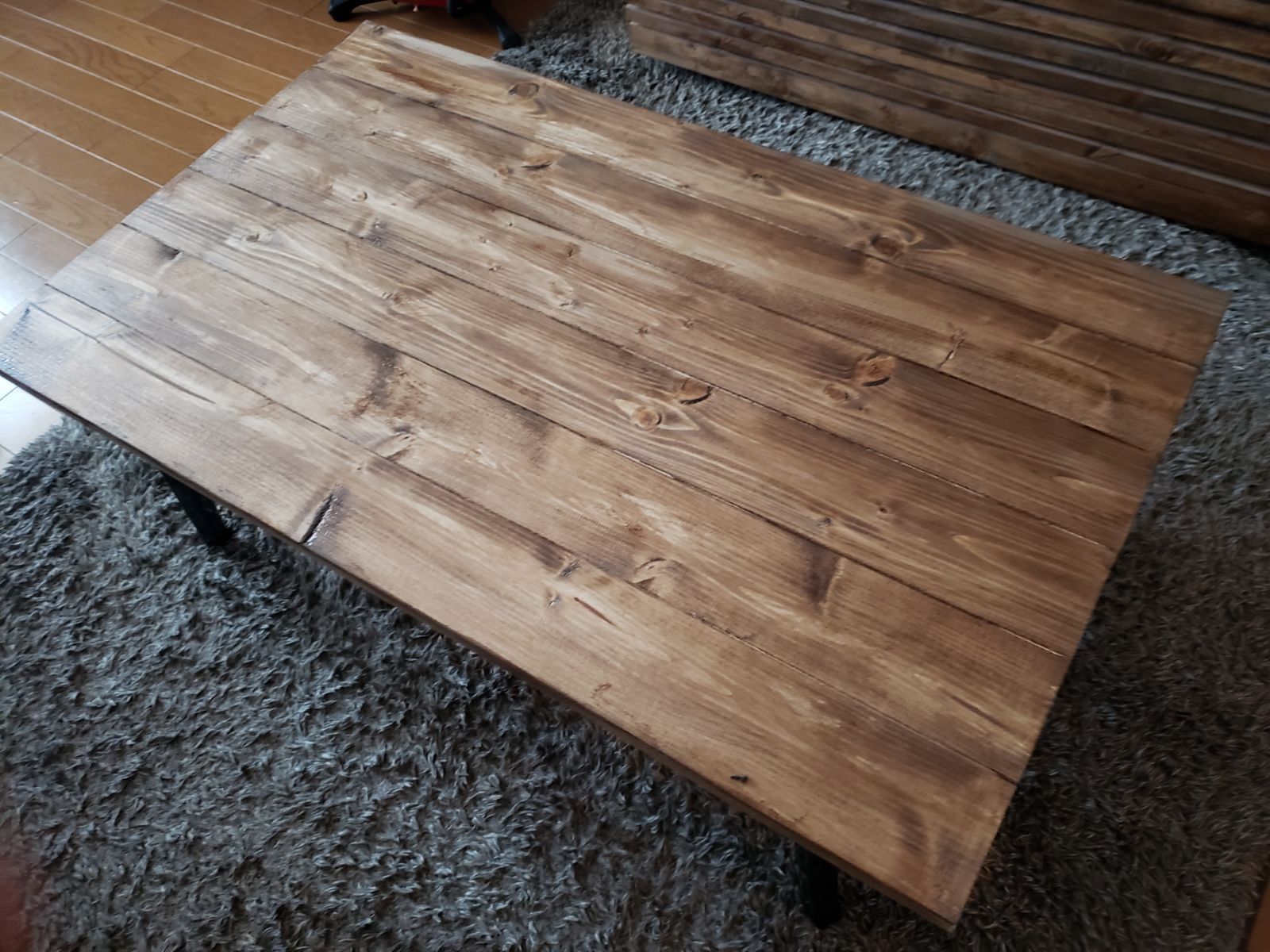 90✕54 黄色く 折り畳み式テーブル ウォールナットワックス仕上げ 