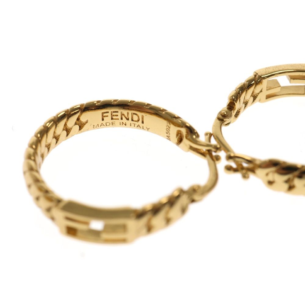 【美品】FENDI フェンディ　ピアス　フープ　バゲット　ゴールド FENDI フェンディ ピアス BAGUETTE バゲット 8AG992 B08