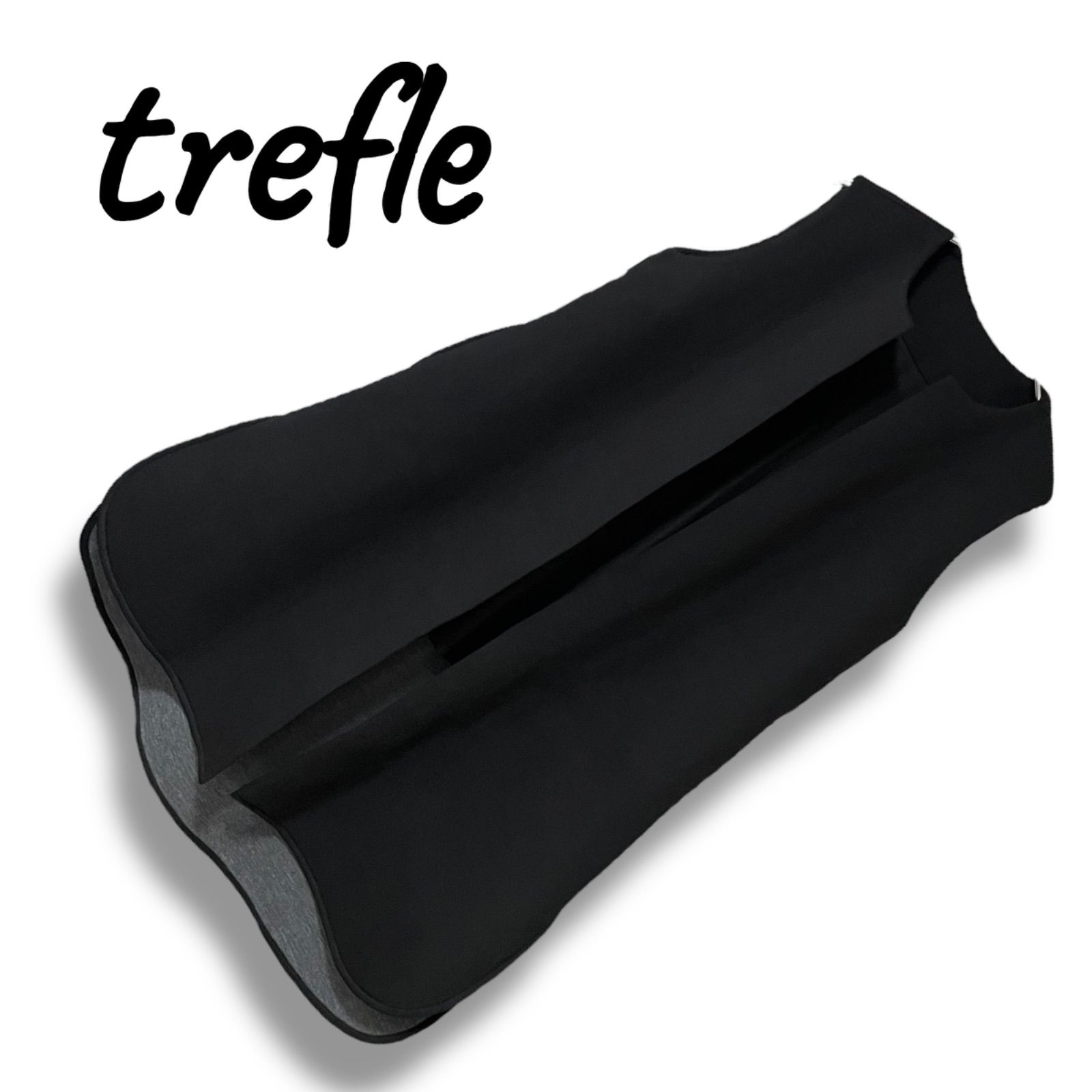 trefle トレフル ブラック ノースリーブワンピース Aライン 裏地付き 