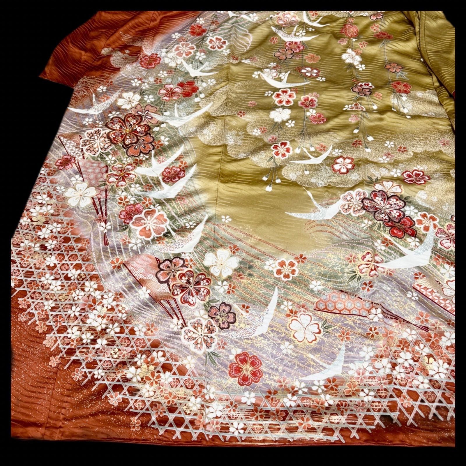 美品 振袖フルセット 正絹振袖 正絹長襦袢 古典柄 153〜163cm 成人式