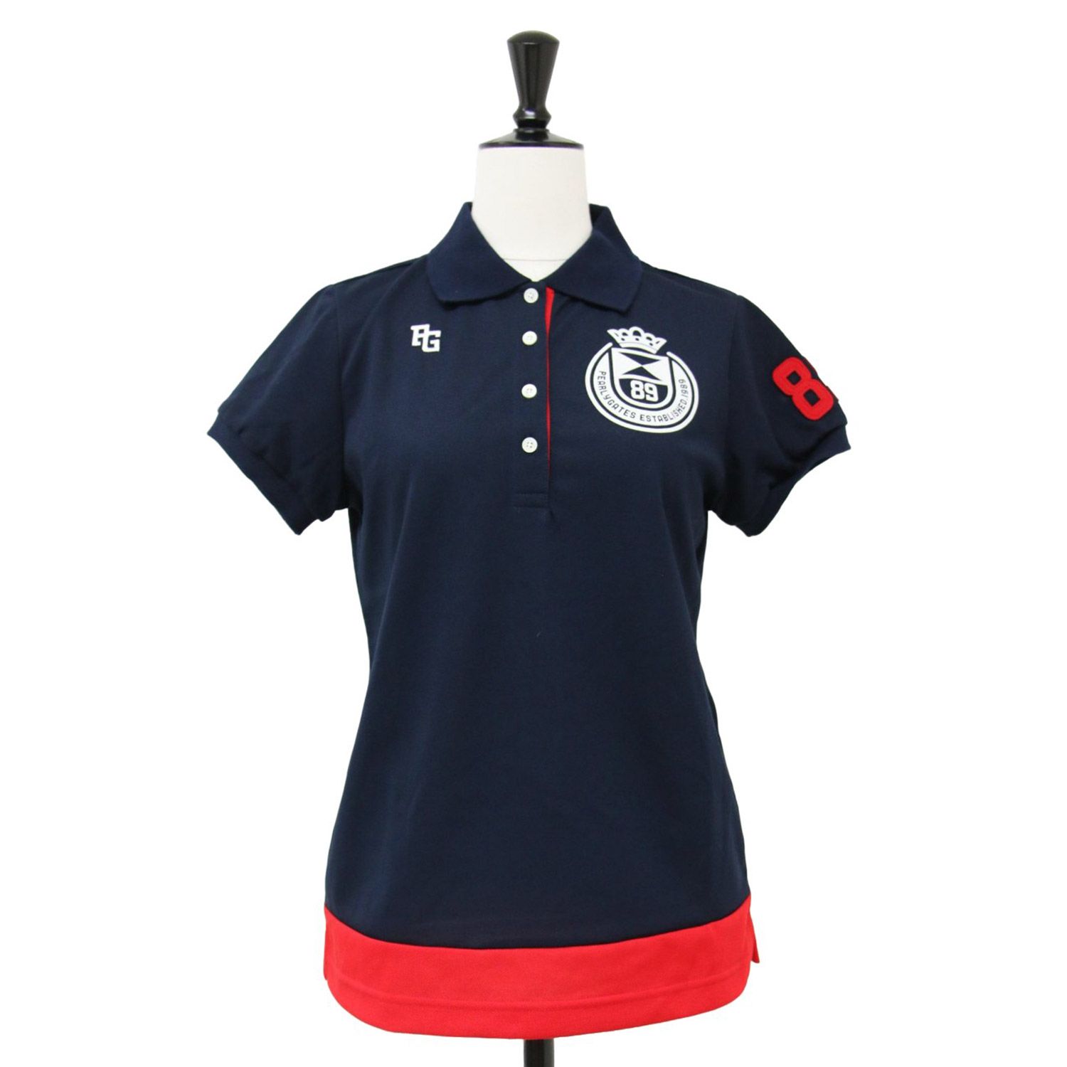 新品 PEARLY GATES パーリー ゲイツ ポリシャツ ネイビー レッド