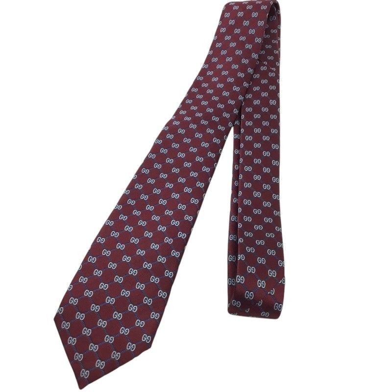 GUCCI グッチ ランバスモチーフ ネクタイ 625461 4 E 002 ボルドー×ブルー系 シルク100 メンズ スーツ小物 品 -AB 質屋 か ｎ