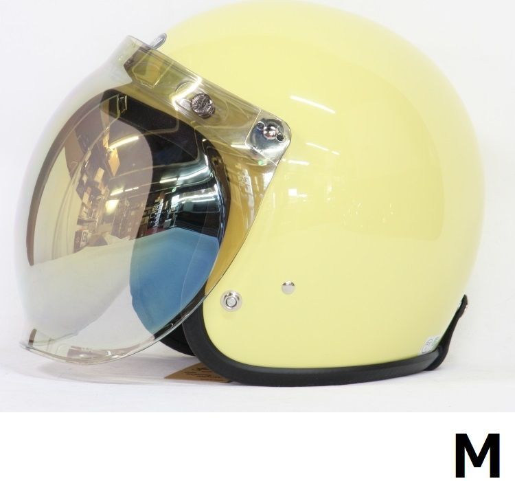 バブルシールド(クリア/ピンクゴールドミラー)付 SHM Lot-500 JETヘルメット GOLD WOOD YELLOW M(57cm～58cm)