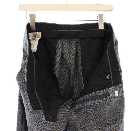 エルメス HERMES パンツ スラックス グレンチェック グレー /TK