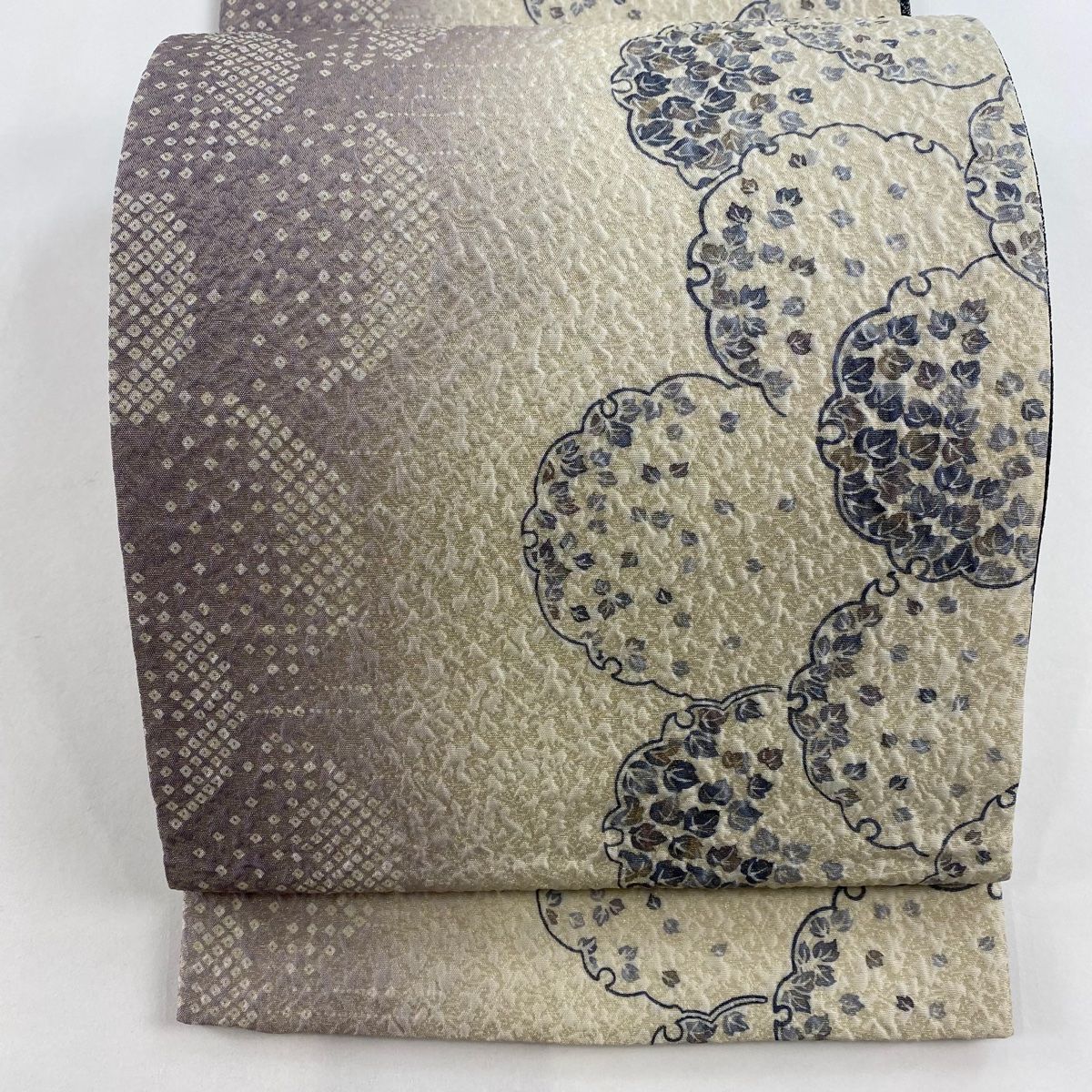 袋帯 名品 手先ニ通り 雪輪 うさぎ 金通し 薄紫 お太鼓柄 正絹