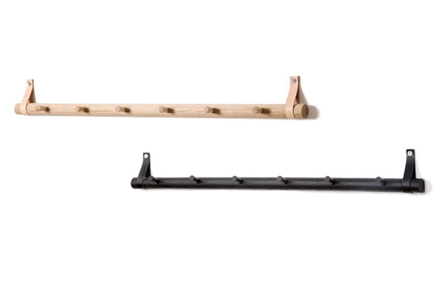 コートハンガー|ウォールフック オーク材天然木-レザー Rack 6 dot 幅80cm|42xR6D