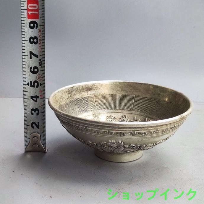 銅器 浮彫花開富貴 毎年あります魚銅碗 工芸品 美術品 置物