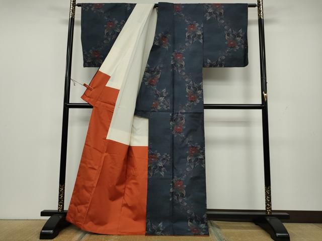平和屋着物○本場大島紬 アンサンブル 白大島 枝花文 正絹 逸品 DAAU0535tw