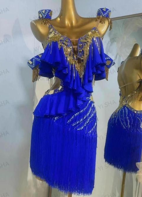 オーダーメイド 社交ダンス衣装 ラテンワンピースドレス 色変更可