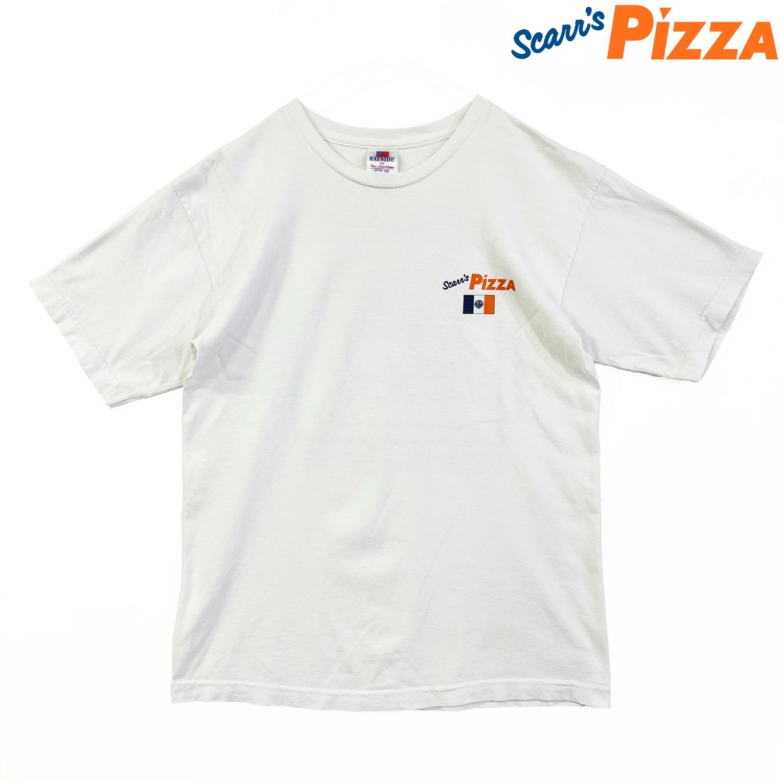 USED／メンズM】Scarr's Pizza NYC マンハッタン ホワイトTEE - DEEP