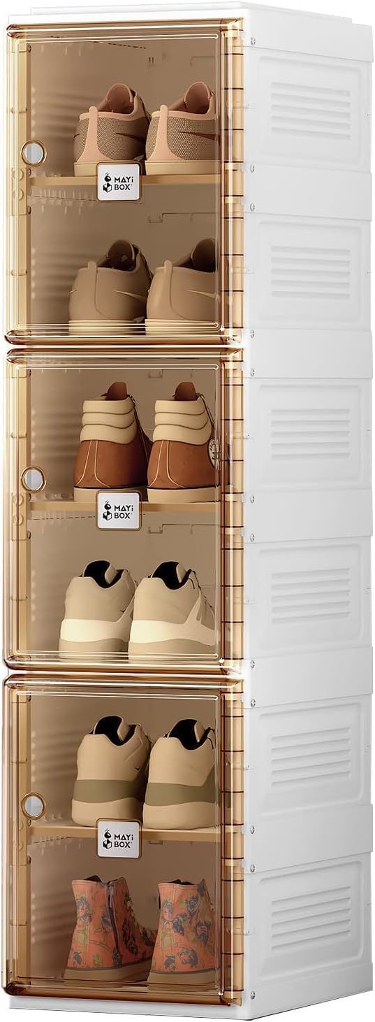 【人気商品】Mayi Box シューズボックス 靴箱 靴収納 折り畳み 収納ボックス ラック 下駄箱 スニーカーボックス 工具不要 省スペース 大容量 積み重ね可能 玄関 (1列6段)
