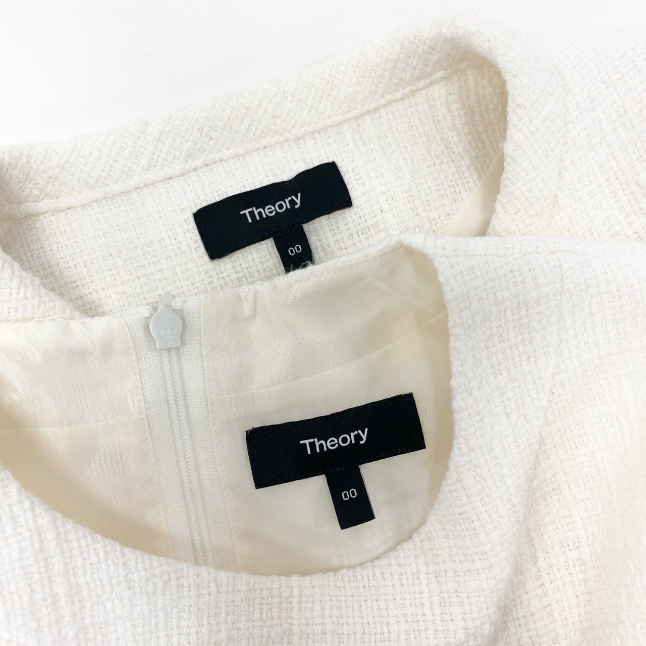 ツイード生地 ノーカラージャケット