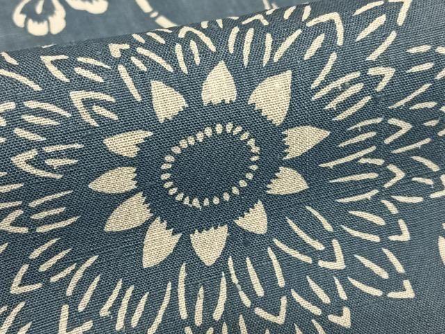 平和屋着物○訪問着 紬地 藍 型染め 吉祥花文 正絹 逸品