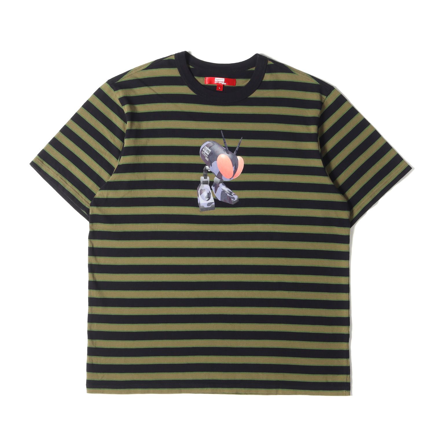 Supreme シュプリーム Tシャツ サイズ:L 21AW JUNYA WATANABE COMME des GARCONS MAN ボーダー  クルーネック Tシャツ Stripe S/S Top ブラック カーキ トップス コラボ【メンズ】 - メルカリ