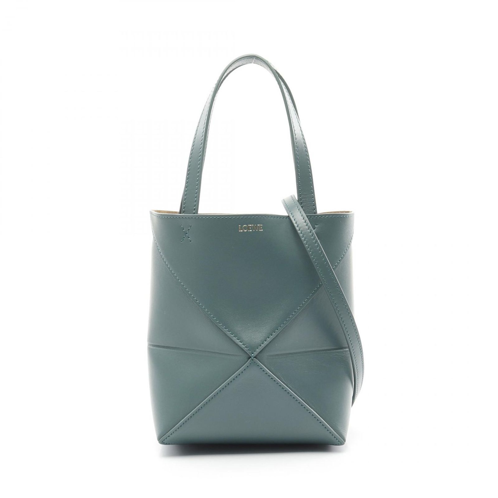 ロエベ LOEWE トートバッグ PUZZLE FOLD TOTE MINI パズル フォルドトート ミニ A657V25X014535 グリーン レザー 2wayトートバッグ レディース