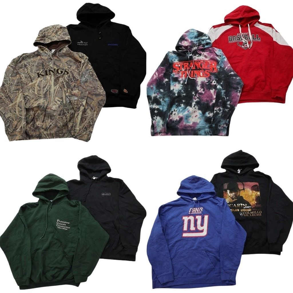 古着卸 まとめ売り カラーパーカースウェット 8枚セット(メンズ XL /2XL )ストレンジャーシングス 映画 リアルツリーカモ 中古 古着 MY2723