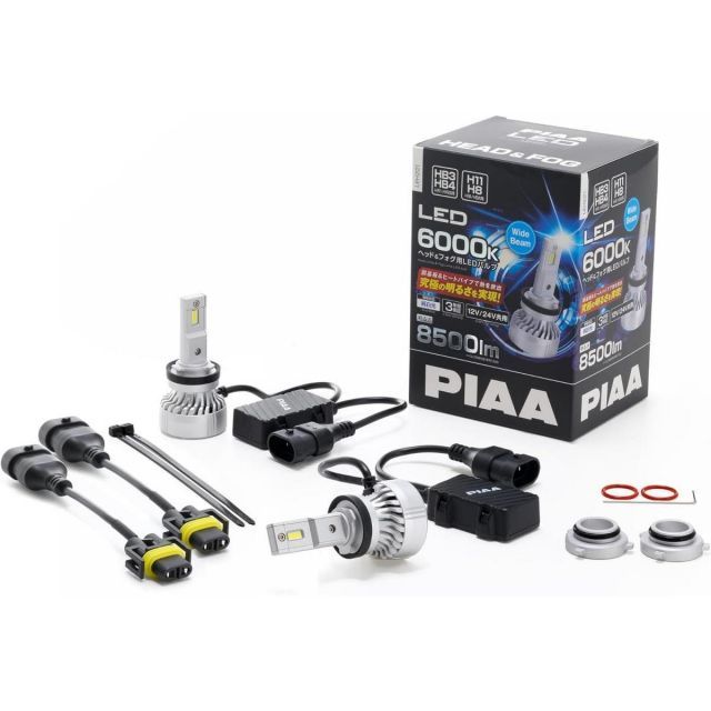 PIAA ピア ヘッドライト フォグランプ用 LED LEH221 HB3 HB4 HIR1 HIR2 H8 H9 H11 H16 6000K 車検対応 45W 8500lm 12V 24V共用