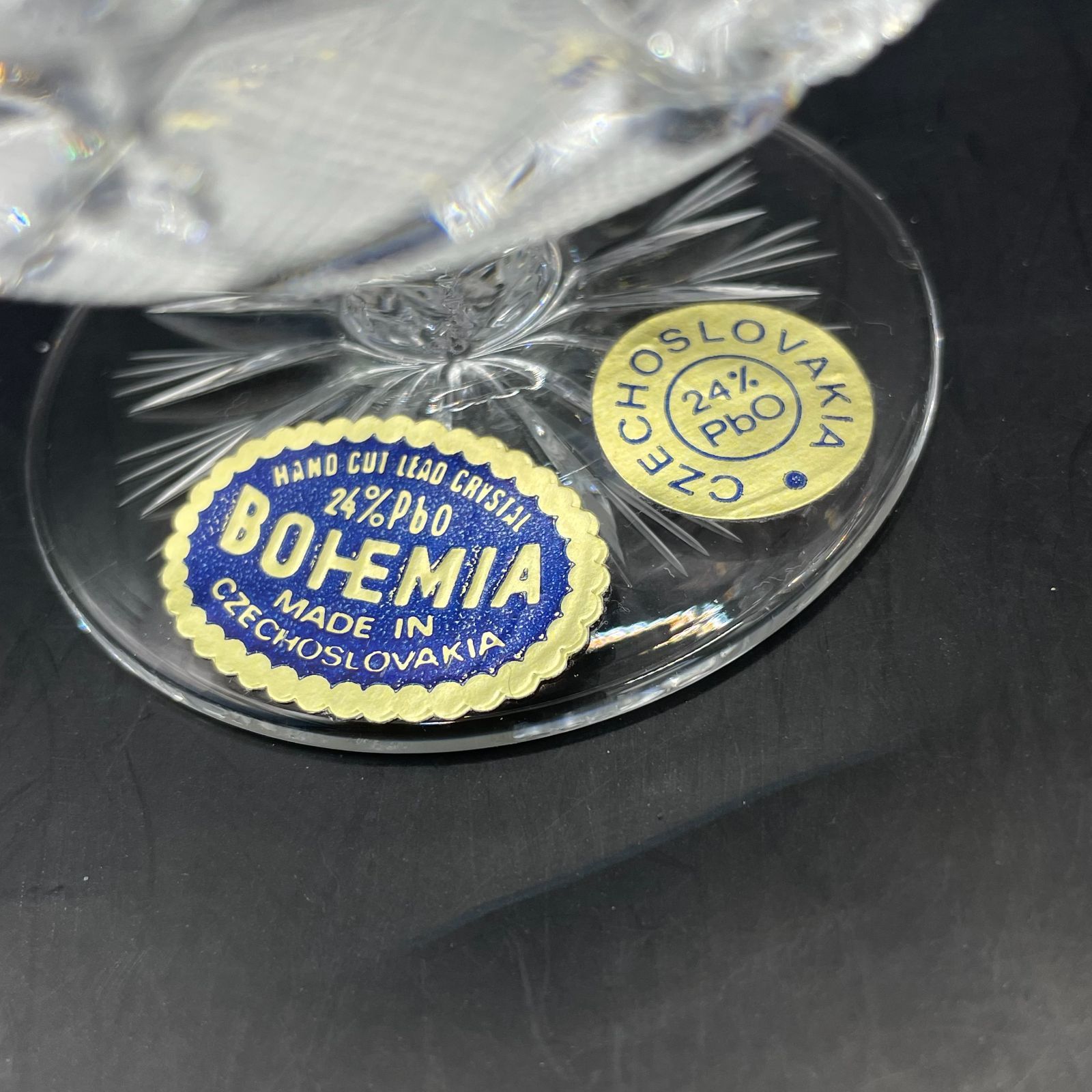 ボヘミアクリスタルハンドカット　ショットグラス6客セット 希少・ヴィンテージ】Bohemia ボヘミア クリスタルグラス 6客