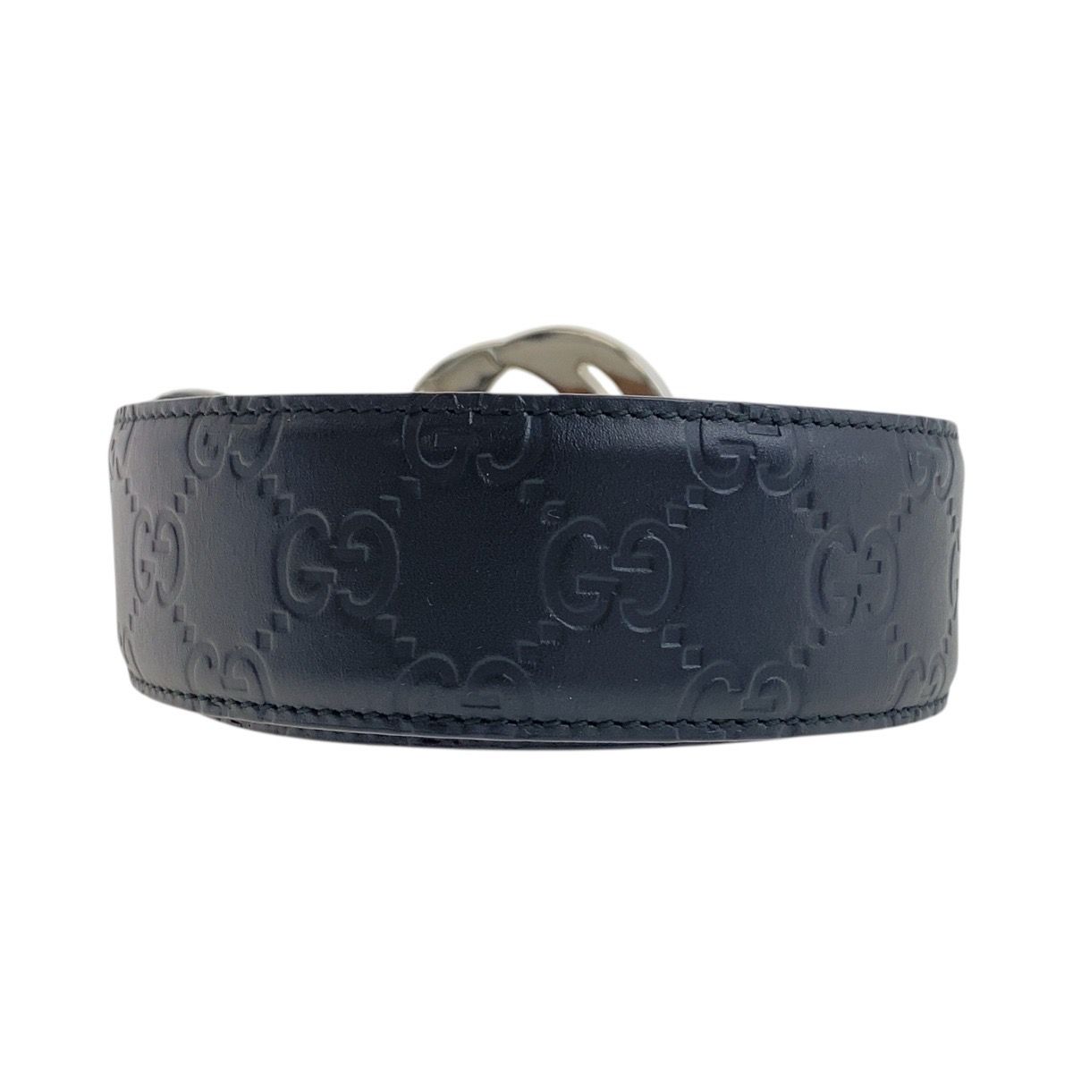 GUCCI グッチ レザーベルト 黒 90cm メンズ 美品 正規品 イタリア製 GUCCI グッチ グッチシマ インターロッキング 90cm/36インチ