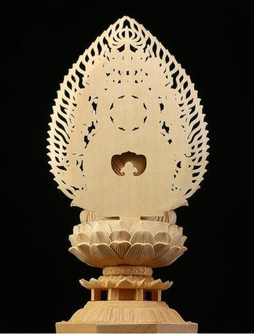仏教美術 精密彫刻 仏像 手彫り 木彫仏像 大日如来座像 高さ約