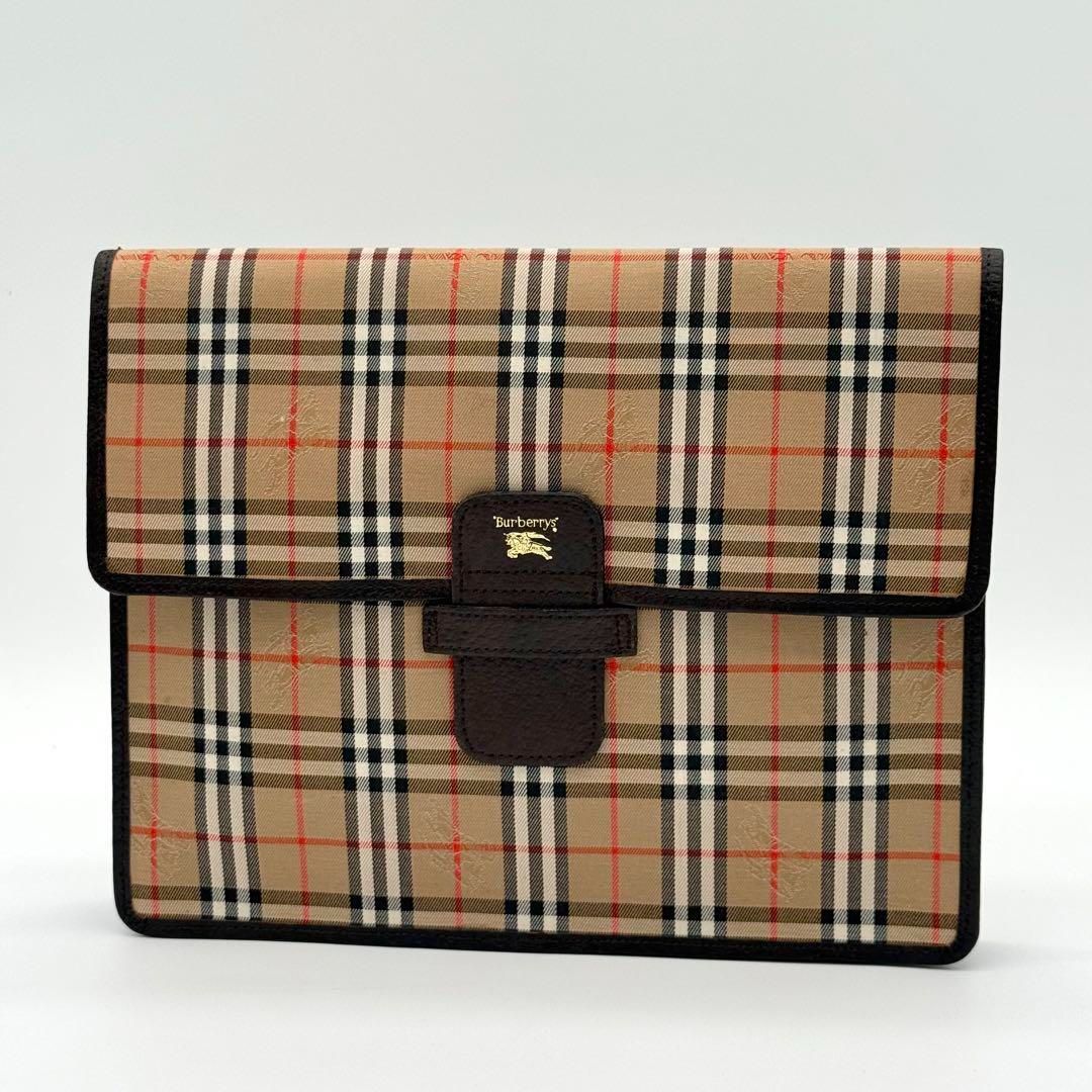 バーバリー Burberry クラッチ バッグ ノバチェック シャドーホース 美品】バーバリー ノバチェック シャドーホース クラッチバッグ