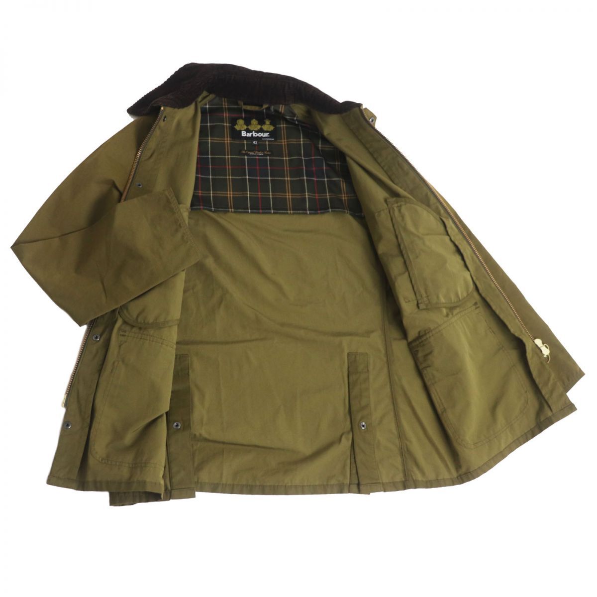 美品□Barbour/バブアー 2001121 BEDALE SL PEACHED 襟元コーデュロイ WZIP ノンオイルドジャケット/カバーオール  ベージュ 42 正規品 - メルカリ