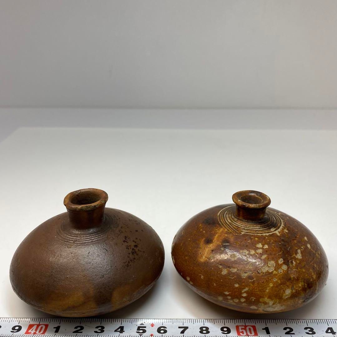 江戸初期　古瀬戸　油壺　4客　タルチ　高さ約5.5〜6.5㎝　東な6-0604③ 江戸初期 古瀬戸 油壺 4客 タルチ 高さ約5.5〜6.5㎝